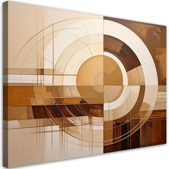 Feeby Cuadro Sobre Lienzo, C&iacute;rculos Abstractos Formas En Tonos Beige, 120x80