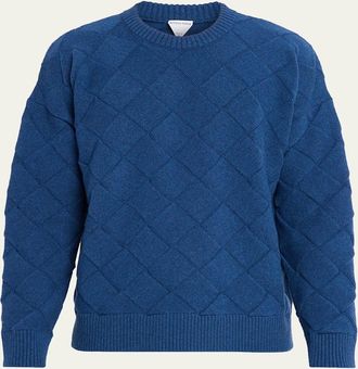 Bottega Veneta Mens Intrecciato Wool Knit Crewneck Sweater