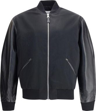 Givenchy Leren Mouw Zip Bomberjack