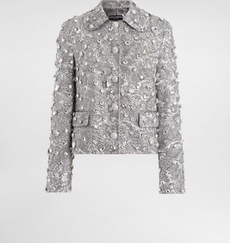 Dolce & Gabbana Single-breasted Embroidered Jacket With Stones - Woman Coats And Jackets Multi-colored 42