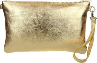 Girly HandBags Womens Genuine Italian Metallic Leather Clutch Bag (Gold)