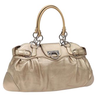 Ferragamo Marisa Satchel Leather Gold Leather Bag (Pre-Owned)