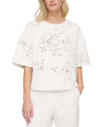 Lafayette 148 New York Eyelet Embroidery Sweatshirt