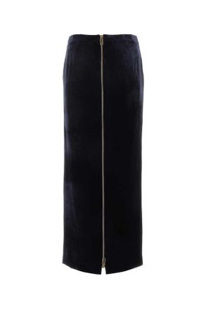 Fendi Womens Midnight Blue Velvet Skirt Darknavy Gonne
