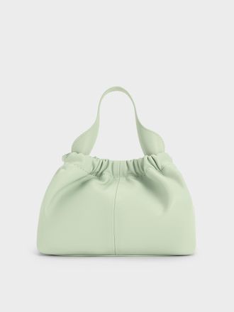 Charles & Keith Ally Ruched Slouchy Chain-Handle Bag