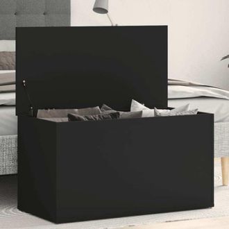 vidaXL Ba&uacute;l De Almacenamiento Madera Contrachapada Negro 84x42x46 Cm Vidaxl