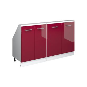 Vicco Armario De Cocina Para Techo Inclinado R-line, Rojo Brillo Intenso/blanco, 140 Cm Lote De 2, Vicco