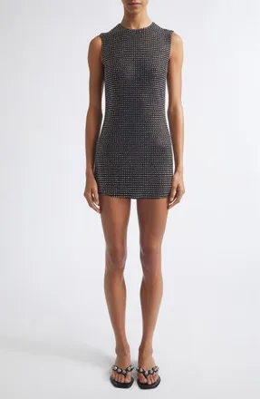 Alexander Wang Crystal Embellished Sleeveless Minidress in Black at Nordstrom, Size X-Large