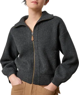 Lilla P Zip Front Bomber In Graphite