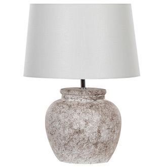 Beliani L&aacute;mpara De Mesa De Cer&aacute;mica Beige 50 Cm Textura Agrietada Boho Dormitorio Sala De Estar Mareb