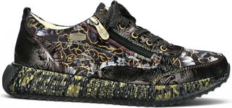 Laura Vita Laura Vita Goth Victoriaans Bloemenzwart Leren Trainer Sneaker voor vrouwen - Burton-43