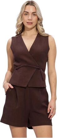 Notre-V Nv-Hester Top - Dames - Blouses - Bruin - 2XL - Overhemden
