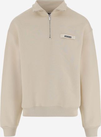 Jacquemus Beige Logo Polo Collar Sweatshirt