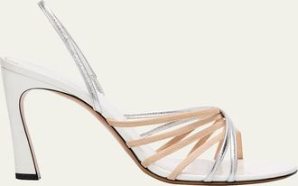 Marni Metallic Leather & Suede Strappy Slingback Sandals