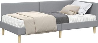 vidaXL Estructura De Cama Esquina Con Colch&oacute;n 2 Uds. Gris Claro Vidaxl