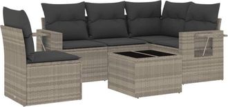 vidaXL Vidaxl - Set De Sof&aacute;s De Jard&iacute;n 6 Pzas Y Cojines Rat&aacute;n Sint&eacute;tico Gris