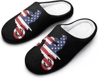 Generic US Flag Dirtbike Motocross Mens House Slippers Memory Foam Washable Cotton Slip on Home Shoes