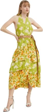 Never Fully Dressed Jurk met halternek en bloemenprint - Dames - Casual kleedjes - Veelkleurig - S - Katoen - Kleedjes