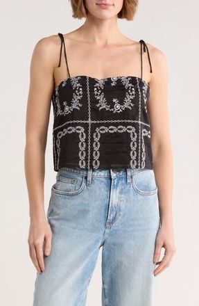 NSR Embroidered Tank Top in Black/White at Nordstrom Rack, Size X-Small