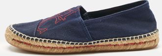 Carolina Herrera Navy Blue Canvas Espadrille Flats
