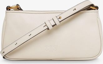Pinko Womens Mini Half Moon Leather Crossbody Bag White Shoulder