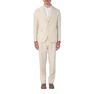 Tagliatore Single Breasted Suits, male, Beige, Size: 2XL Linen Suit TwoPiece Set