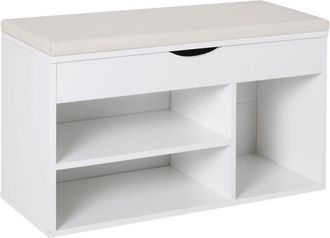 HOMCOM Zapatero Con Asiento Banco De Almacenamiento Con Caj&oacute;n Estantes Coj&iacute;n 80x30x47cm