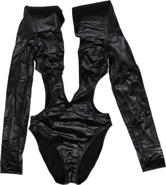 Dolce & Gabbana Black Deep V-Neck One Piece Swimsuit Womens Swimwear