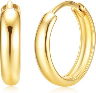 MAX + STONE Solid 10k Yellow Gold 3mm Wide Hoop Earrings in 12mm, 15mm or 18mm Diameter