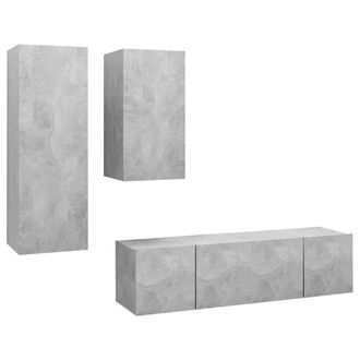 Berkfield Home 4 Piece TV Cabinet Set Concrete Grey Engineered Wood