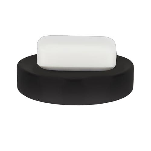 Tube Seifenschale Aus Steingut | Schwarz | 10,5 X 10,5 X 4,3 Cm | Elegante Aufbewahrung Für Flüssigseife Oder Stückseife