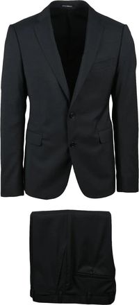 Emporio Armani Classic Tailored Black Virgin Wool Suit With Impeccable Fit