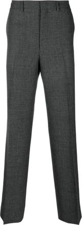 Prada Melange Donkergrijze Wollen Broek - Heren - Nette broeken - Grijs - M - Wol - Broeken