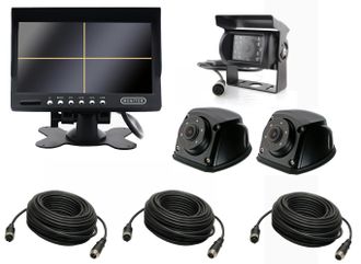 OEM Monitor Cu&aacute;druple De 7 Pulgadas + C&aacute;mara De Marcha Atr&aacute;s + 2 C&aacute;maras Laterales + 2x3m + 15m