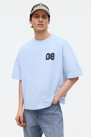 H&M Oversized printed t-shirt in Light Blue/sports Archives at Nordstrom, Size Xx-Large