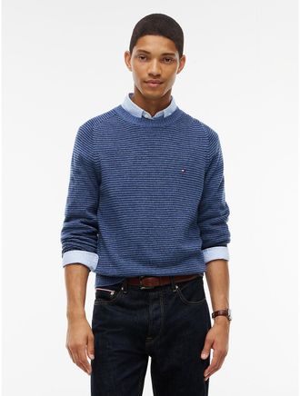 Tommy Hilfiger Mens Lambswool Crewneck Sweater - Aegean Sea - XL