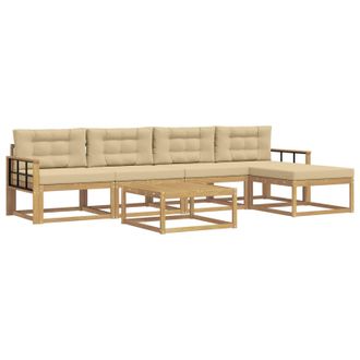 vidaXL Conjunto De Sof&aacute;s De Exterior 6 Pcs Y Beige 79 X 79 X 37 Cm Vidaxl