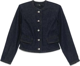 7 For All Mankind Donkerblauwe Crew Neck Bovenkleding - Dames - Spijkerjassen - Blauw - M - Katoen - Jassen