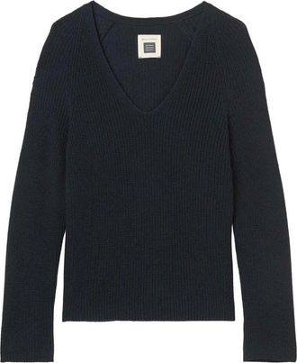 Marc O'Polo V-neck Truien - Dames - V-hals truien - Blauw - S - Katoen - Truien & Vesten