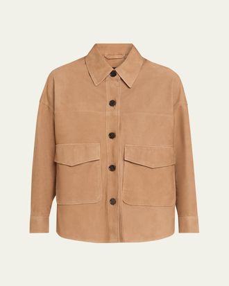Arma Kaylee Button-Down Lambskin Suede Jacket