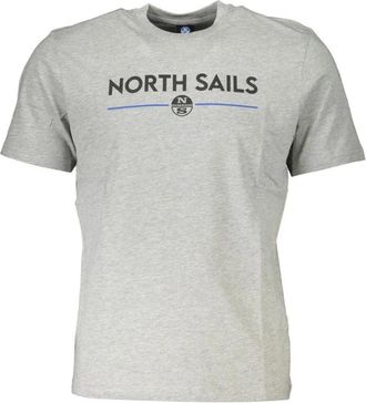 North Sails Grijze Katoenen Print Logo T-Shirt - Heren - T-shirts - Grijs - S - Katoen - Tops