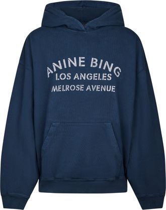Anine Bing Relaxed-Fit Cotton Hoodie with Stencil Print