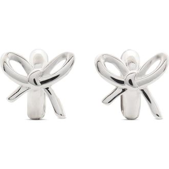 Kate Spade New York bow huggie hoop earrings in Silver at Nordstrom