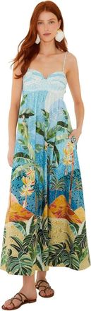Farm Rio Farm Rio Womens Sweetheart Neck Maxi Dress in Mosaic Multicolor