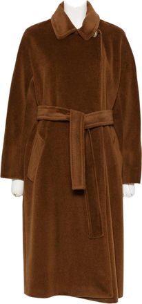 Marella Brown Virgin Wool Belted Long Coat