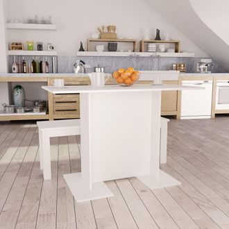 vidaXL Mesa De Comedor De Madera Contrachapada Blanco 110x60x75 Cm Vidaxl
