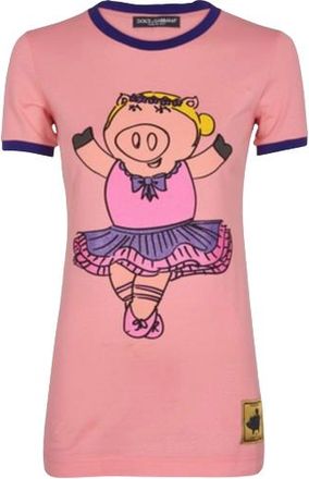 Dolce & Gabbana Pink Pig Ballerina T-shirt Size XS