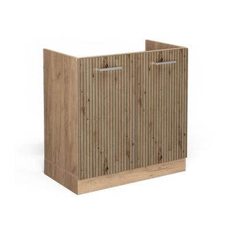 Vicco Armario Bajo Para Fregadero R-line, Roble Artesanal, 80 Cm Sin Encimera