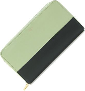 Celine Dark Green Light Green Leather Long Wallet (Bi-Fold) (Pre-Owned)