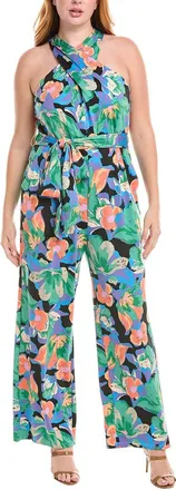 Tahari by ASL Tahari Asl Plus Crisscross Halter Jumpsuit